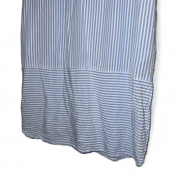 Eileen West Striped Seersucker Caftan Nightgown Blue White Pockets Size Medium - Picture 10 of 11